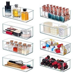 8-Pack Clear Stackable Drawer Organizer Bins