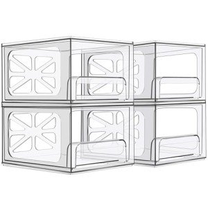 4-Pack Clear Acrylic Stackable Storage Drawers
