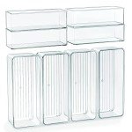 8-Pack Clear Stackable Drawer Organizer Bins