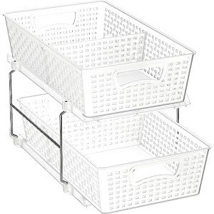 2-Tier Clear Bathroom Organizer with Pull-Out Drawer