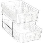2-Tier Clear Bathroom Organizer with Pull-Out Drawer