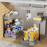 2 Pack L-Shape Under Sink Organizers with Drawer