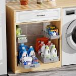 2 Pack L-Shape Under Sink Organizers with Drawer