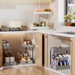 2 Pack L-Shape Under Sink Organizers with Drawer