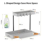 2 Pack L-Shape Under Sink Organizers with Drawer