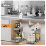 2 Pack L-Shape Under Sink Organizers with Drawer