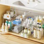 Delamu 4 Pack Clear Bathroom Storage Organizers
