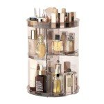 360° Rotating Makeup Organizer with Adjustable Height