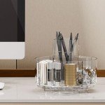 360° Rotating Clear Makeup Organizer with 6 Compartments