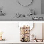 360° Rotating Makeup Organizer with Adjustable Height