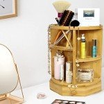 Bamboo Rotating Makeup Organizer with Adjustable Shelves
