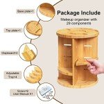 360° Bamboo Makeup Organizer with Adjustable Sections