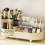 360° Rotating Makeup Organizer with Brush Holder