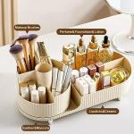 360° Rotating Makeup Organizer with Brush Holder