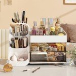 White Makeup Organizer with Drawers for Vanity