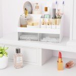 White Makeup Organizer with Drawers for Vanity