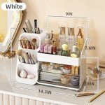 White Makeup Organizer with Drawers for Vanity