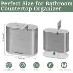 Brushed Silver Toothbrush and Toothpaste Holder Caddy