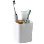 Bamboo Bathroom Organizer with 3 Toothbrush Slots