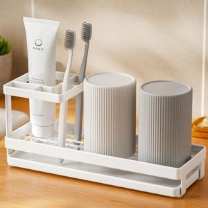 4-Slot Toothbrush Holder with Drainage for Bathrooms