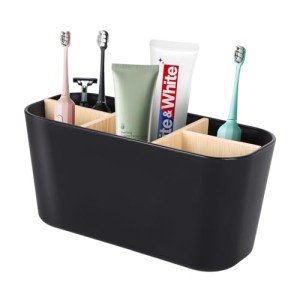 Bamboo Toothbrush Holder and Organizer for Bathrooms
