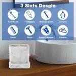 Stylish White Marble Toothbrush Holder with 3 Compartments