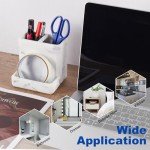 Stylish White Marble Toothbrush Holder with 3 Compartments