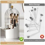 360° Rotating Makeup Brush Holder with Clear Lid