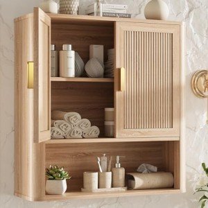 Natural Oak Over The Toilet Storage Cabinet