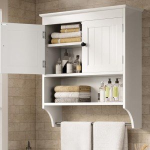 Bathroom Wall-Mounted Cabinet with Towel Bar