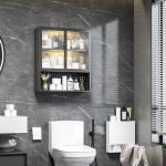 Wall-Mounted Bathroom Cabinet with LED Glass Doors