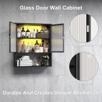 Wall-Mounted Bathroom Cabinet with LED Glass Doors