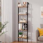5-Tier Industrial Wall-Mounted Ladder Bookcase