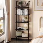 Aboxoo 5-Tier Wall-Mounted Ladder Shelf – Black