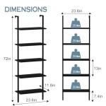 Aboxoo 5-Tier Wall-Mounted Ladder Shelf – Black