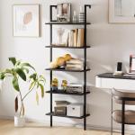 Aboxoo 5-Tier Wall-Mounted Ladder Shelf – Black