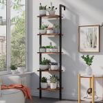 5-Tier Industrial Wall-Mounted Ladder Bookcase
