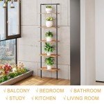 5-Tier Wall Mounted Ladder Bookshelf, Rustic Brown