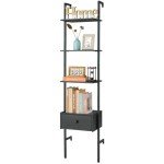 4-Tier Wooden Ladder Shelf with Drawers