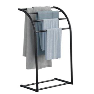 40 Inch Black Metal Free Standing Towel Rack