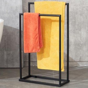 2-Tier Free Standing Towel Rack with Shelves