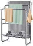 40" Free Standing Towel Rack with Baskets and Hooks