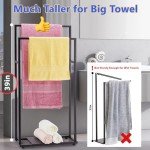 39'' Tall 2-Tier Standing Towel Rack with Shelves