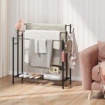 3-Tier Freestanding Towel Rack with Hooks