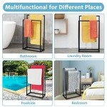 2-Tier Free Standing Towel Rack with Shelves