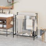 3-Tier Freestanding Towel Rack with Hooks