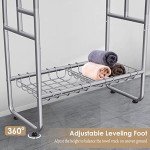 40" Free Standing Towel Rack with Baskets and Hooks