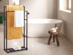 39'' Tall 2-Tier Standing Towel Rack with Shelves