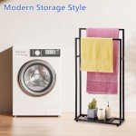 39'' Tall 2-Tier Standing Towel Rack with Shelves