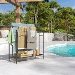 3-Tier Freestanding Towel Rack with Hooks